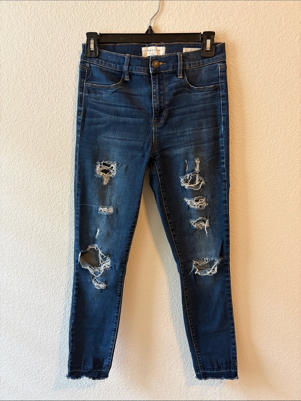 PacSun Dark Blue Ripped Skinny Jeans